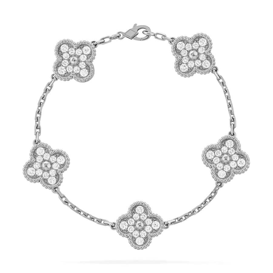 Luxe Clover Bracelet Silver and Diamond