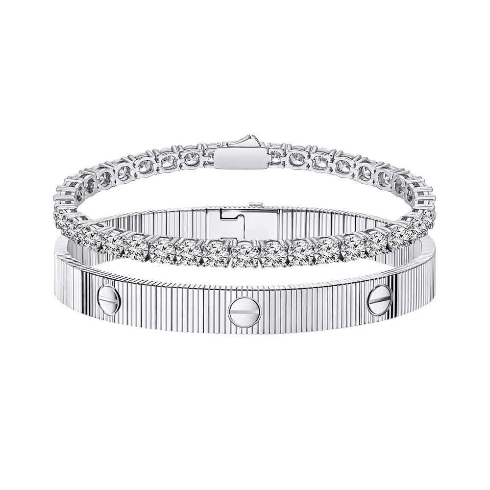 The Executive Suite Bracelet Stack in Silver